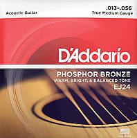 Струны для акустической гитары 6 шт D'Addario EJ24 Phosphor Bronze Medium Acoustic Guitar Str QT, код: 2656700