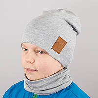 Детская шапка с хомутом КАНТА Лапка размер 48-52 серый (OC-999) DH, код: 7413107
