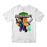 Футболка белая с принтом онлайн игры Minecraft Персонажи игры Minecraft Кавун 5-6 лет ФП01203 UM, код: 8379441