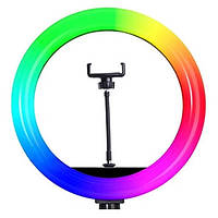 Кольцевая светодиодная LED лампа RIAS MJ26 RGB 26см Разноцветная с держателем USB управление UM, код: 8022790
