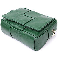Компактная вечерняя сумка для женщин с переплетами из натуральной кожи Vintage 22312 Зеленая Отличное качество