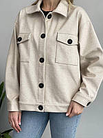Жіночий кашеміровий піджак на ґудзиках із накладними кишенями розміри 42-48