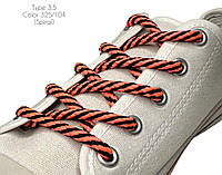 Шнурки для обуви 150см Черный+розовый круглые Спираль 5мм полиэстер