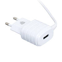 Мережеве заряджання Inkax CD-09 2.1 A 1 USB + кабель Type C Білий DH, код: 2627160