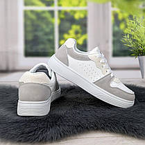 Кросівки кеди жіночі білі з сірим та бежевим Swin-shoes 4439, фото 4