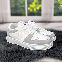 Кросівки кеди жіночі білі з сірим та бежевим Swin-shoes 4439, фото 6