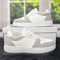 Кросівки кеди жіночі білі з сірим та бежевим Swin-shoes 4439, фото 3