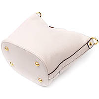 Компактная женская сумка с автономной косметичкой внутри из натуральной кожи Vintage 22365 Белая Отличное
