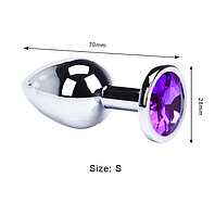 Металева анальна пробка із камінням S, Рожевий