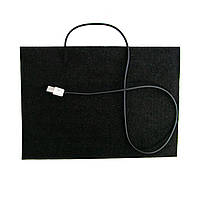 Электрическая грелка войлочная черная 30х21 см от USB электрогрелка из войлока для тела