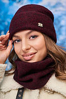 Комплект «Лисбет II» (шапка и шарф-хомут) Braxton бордовый 56-59 FE, код: 7606589