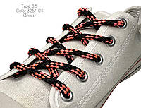 Шнурки для взуття 150см Чорний+рожевий круглі Шахмата 5мм поліестер
