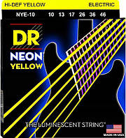 Струни для електрогітари 6 шт DR NYE-10 Hi-Def Neon Yellow K3 Coated Medium Electric Guitar S QT, код: 2660138