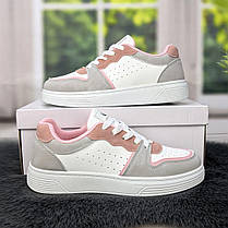 Кросівки кеди жіночі білі з сірим та рожевим Swin-shoes 4439, фото 3