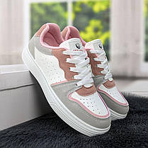 Кросівки кеди жіночі білі з сірим та рожевим Swin-shoes 4439, фото 6