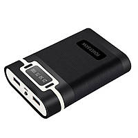 Корпус УМБ для аккумуляторов 4x18650 max 12800mA USB Type-C с фонариком Черный (4x18650 Black KM, код: 8380731