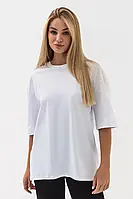 Белая женская футболка оверсайз L-XL