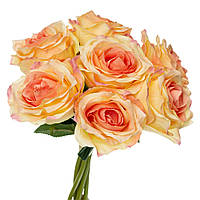 Декоративний букет із троянд, колір кремово-рожевий 24 см