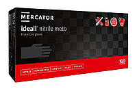 Перчатки прочные нитриловые Mercator Medical Ideall Nitrile Moto M Черные 100 шт (00-00000157 GG, код: 8246427