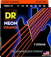 Струны для электрогитары 7 шт DR NOE7-11 Hi-Def Neon Orange K3 Coated Extra Heavy 7-String El QT, код: 2740861
