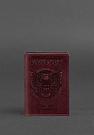 Кожаная обложка для паспорта с американским гербом бордовая BlankNote QT, код: 8131756