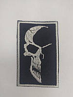 Шеврон нарукавная эмблема Світ шевронів Череп 50×80 мм Черно-белый PZ, код: 7791479