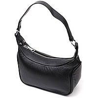 Аккуратная кожаная женская сумка полукруглого формата с одной ручкой Vintage 22411 Черная TH, код: 8374607