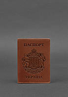 Кожаная обложка для паспорта с украинским гербом светло-коричневая BlankNote ET, код: 8131771