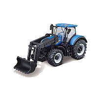 Игрушечный трактор с погрузчиком в наборе Bburago 1:32 Черно-синий (KD113913) UL, код: 8304321