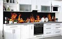 Наклейка на скіналі Zatarga на кухню «Язики полум'я» 650х2500 мм вінілова 3Д-наклейка кухонн KV, код: 6442232