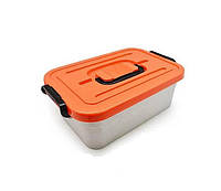 Контейнер для хранения + вклад 3,8 л серый с оранжевой крышкой Ал-Пластик ПБ-973 QT, код: 8380106