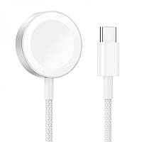 Беспроводное индукционное зарядное устройство Hoco CW46 Apple Watch 1-8 SE SE2 Ultra Белый FT, код: 8405384