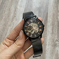 Механические женские наручные часы Forsining Черный с черным Отличное качество
