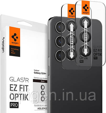 Захисне скло Spigen для камери Samsung Galaxy S24 Plus - EZ Fit Optik Pro (2шт), Black (AGL07433), фото 1