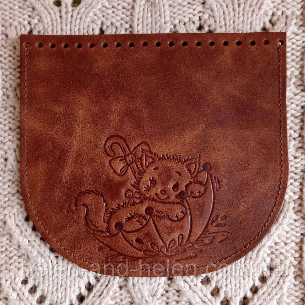 Клапан для сумки. "Парасолька". Колір коньячний, фото 1