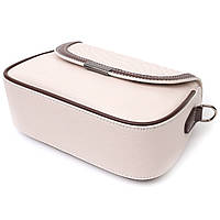 Женская сумка с фактурным клапаном из натуральной кожи Vintage 22372 Белая Отличное качество