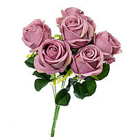 Декоративный букет из роз, цвет сиреневый 43 см