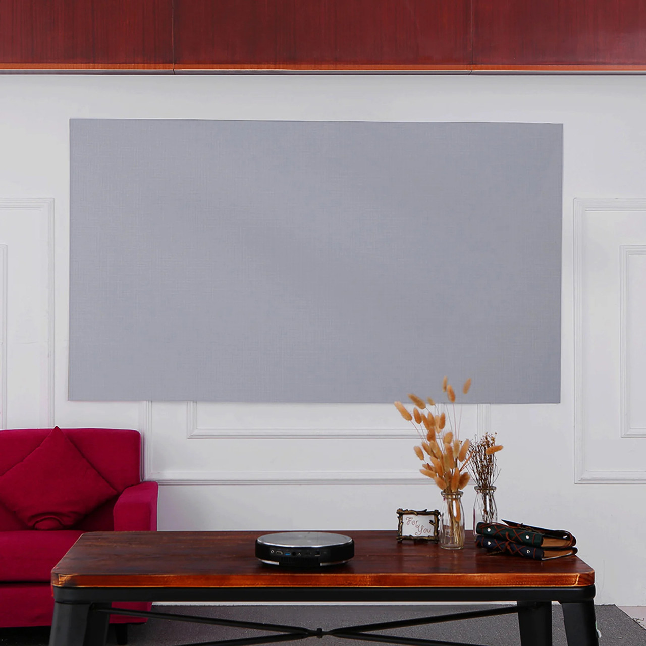 Екран для проектора 100 дюймів настінний Світловідбивна тканина 16:9 на липучках сірий