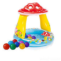 Детский надувной бассейн Intex 57114-1 «Грибочек», 102 х 89 см, с шариками 10 шт (hub_vfwiuh) GT, код: 2587652