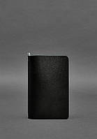 Угольно-черный кожаный блокнот (софт-бук) 8.0 на резинке BlankNote PZ, код: 8132159