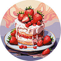 Картина по номерам Клубничный торт Идейка KHO-R1031 диаметр 39 см CS, код: 8365566