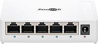 Перехідник мережевий Goobay RJ45 GigaLAN 1x5 (Switch) 10 100 1000Mbps GreenPower CE сірий (75 UP, код: 7455533