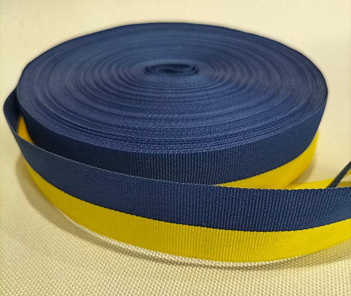 Репсова стрічка з украЇнським орнаментом 2,5см Прапор (23 м)