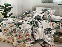 Комплект постельного белья Бязь Молочный с цветами Двуспальный размер 180х220