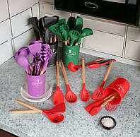 Набір кухонного приладдя Zepline із силікону на підставці Силіконові ложки лопатки для кухні 12 пр