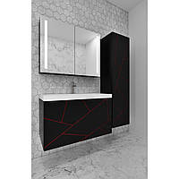 Комплект мебели Mikola-M Chaos с пеналом из пластика чорный красный 80 см BM, код: 6657034