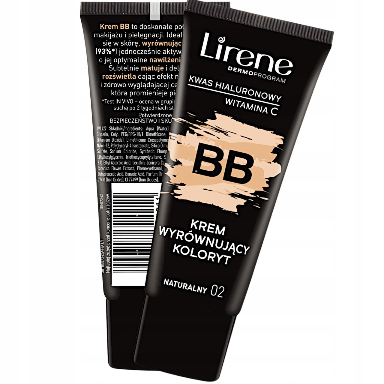 Вирівнюючий ВВ-крем для обличчя Lirene Hyaluronic Acid Vitamin C, 02 Natural, 30 мл