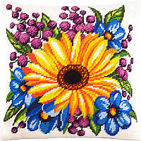 Набір для вишивання декоративної подушки Чарівниця Соняшник і квіти 40×40 см V-277 AG, код: 7243228