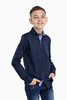 Рубашка однотонная для мальчика Deniz 311-1 146 см Темно-синий (2000989810421) UP, код: 8128670