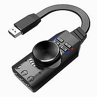 Внешняя звуковая карта Plextone GS3 Mark2 USB 7.1 Channel Black BM, код: 7932319